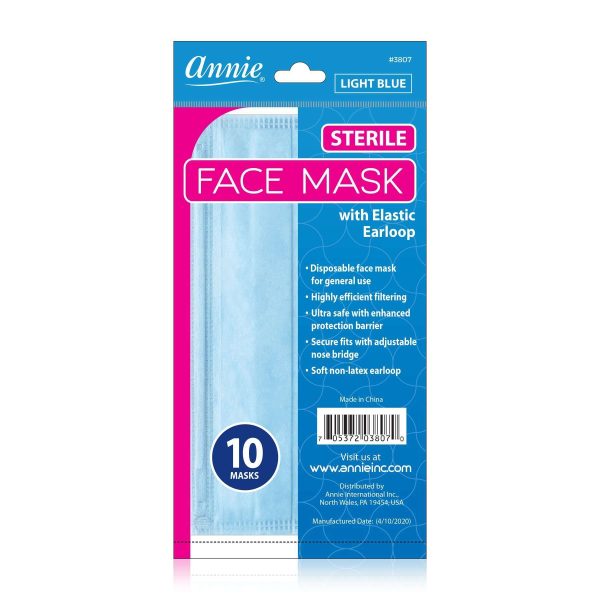 Annie Sterile Face Mask One Size 10ct Light Blue Online now