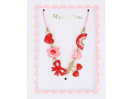 Meri Meri Hearts & Cherries Enamel Charm Necklace For Sale