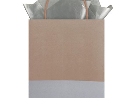 Polished Silver Dipped Kraft Medium Gift Bag Sale