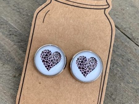 Leopard Heart Stud Earrings Supply