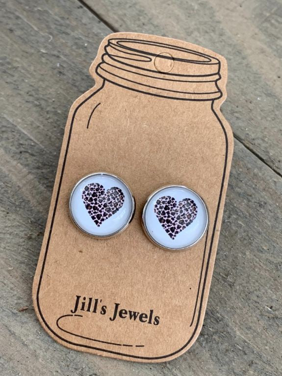 Leopard Heart Stud Earrings Supply