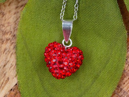 Crystal Pave All Over Heart Sterling Silver Necklace Supply