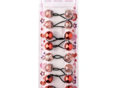 Joy Twin Beads Ponytailers 8Ct Assorted Red Fashion