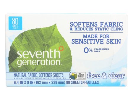 Seventh Generation - Fabric Softener Sheets Fresh & Clear - Case Of 4-80 Ct Cheap