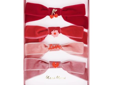 Meri Meri Velvet Bows with Charms Hair Clips (Set of 4) on Sale