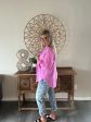 Double Gauze Oversized Raw Edge Shirt-Bright Mauve Sale