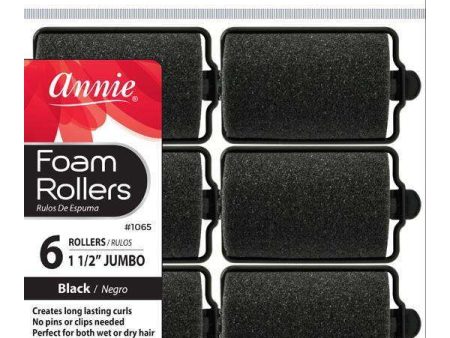 Annie Foam Rollers Jumbo 6Ct Black Online Hot Sale