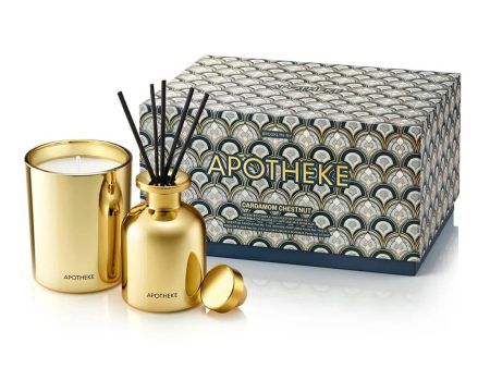 APOTHEKE Cardamom Chestnut Mini Scented Candle and Reed Diffuser Duo Hot on Sale