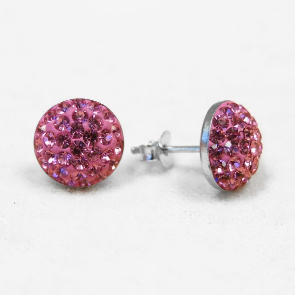 10mm Round Crystal Sterling Silver Stud Earrings Online Sale