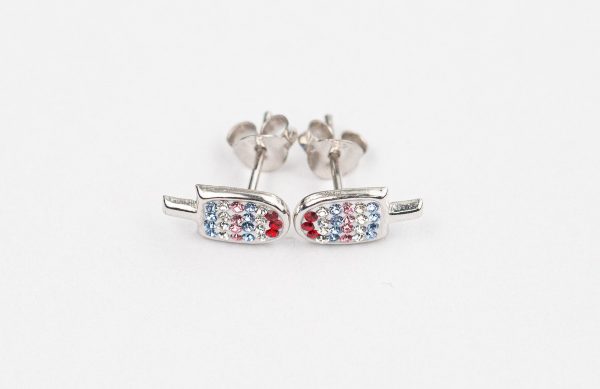 Popsicle Crystal Silver Stud Earrings For Sale