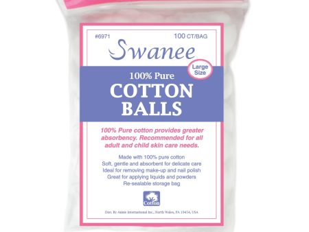 Swanee Cotton Ball L 100Ct White 100% Pure Cotton Supply