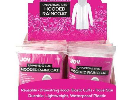 Joy Universal Size Drawstring Hood Rain Coat Display Set 12ct Clear Online now