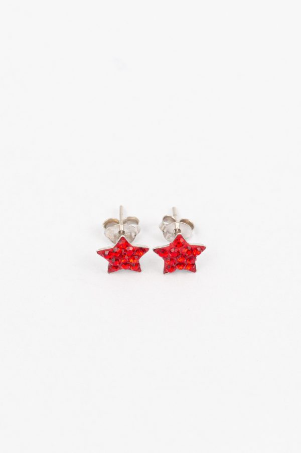 Crystal Star Pave Stud Silver Earrings on Sale