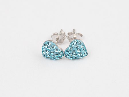 Mini Heart Pave Crystal Silver Stud Earrings Discount