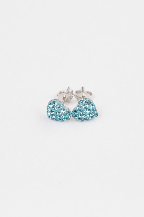 Mini Heart Pave Crystal Silver Stud Earrings Discount