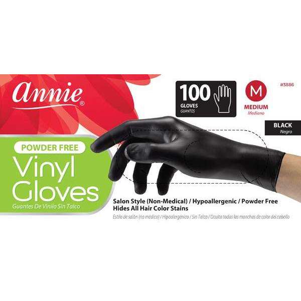 Annie Black Powder Free Vinyl Gloves 100ct For Cheap