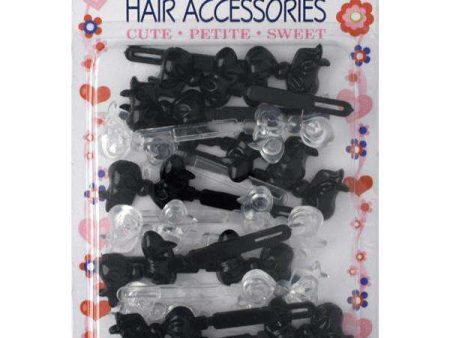 Joy Hair Barrettes 16ct Black and Clear Ribbon II For Cheap