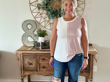 Brown Stripe Color Block Tank Online