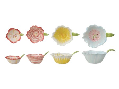 Flower Stoneware Prep Bowls (Set of 4) Online Hot Sale