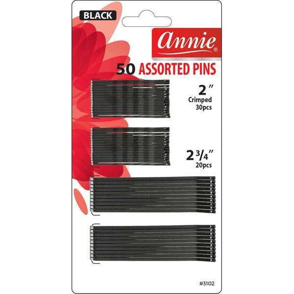 Annie Asst Pins 2 Inch And 2 3 4 Inch 50Ct Black Discount