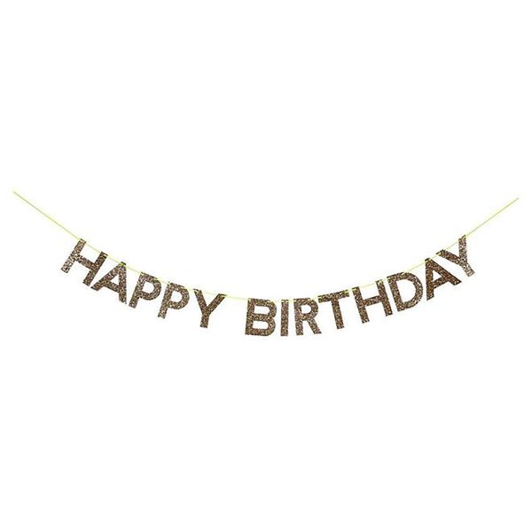 Meri Meri Gold Glitter Happy Birthday Garland Online Hot Sale