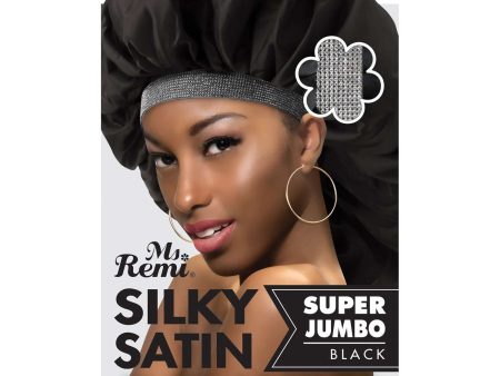 Ms. Remi Silky Satin Jewel Bonnet X-Jumbo Black Discount