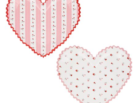 Meri Meri Vintage Rose Heart Plates (Pack of 8) Hot on Sale