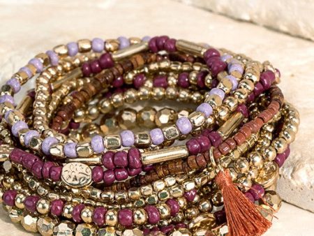 12 Strand Stretch Bracelet Set-Purple Online Sale