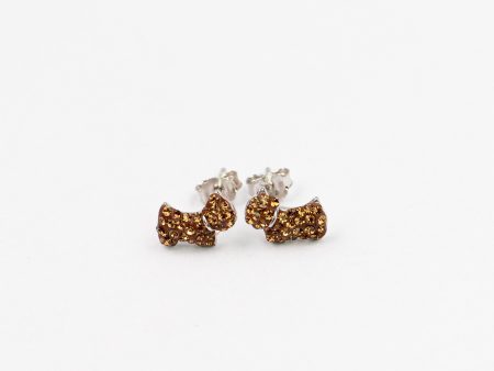 Pet Dog Crystal Pave Silver Stud Earring Fashion