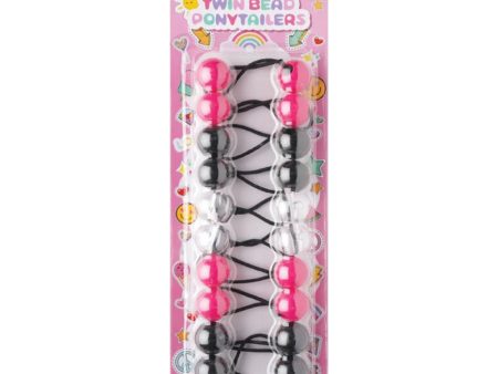 Joy Twin Beads Ponytailers 10Ct Black, Pink, & Clear For Discount