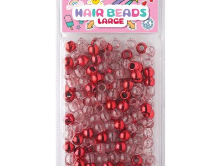 Joy Large Hair Beads 240ct Red Metallic & Glitter Cheap