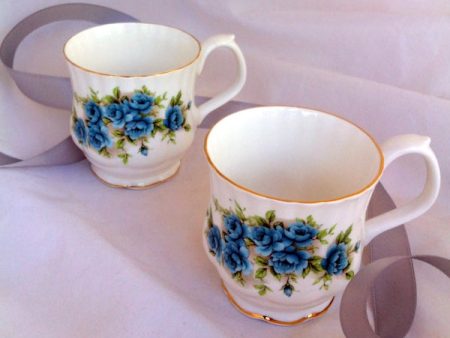 Blue Roses Mug Royal Albert Bone China, Made in England (Pattern name may be Blue Blossom) Vintage Hot on Sale