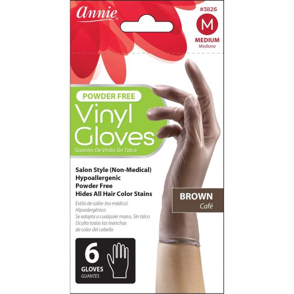 Annie Vinyl Gloves 6Ct Brown Supply