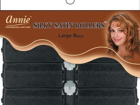 Annie Silky Satin Rollers Size L 8Ct Black Fashion