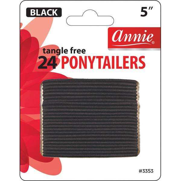 Annie No Tangle Ponytailers 5In 24ct Black Thin For Sale