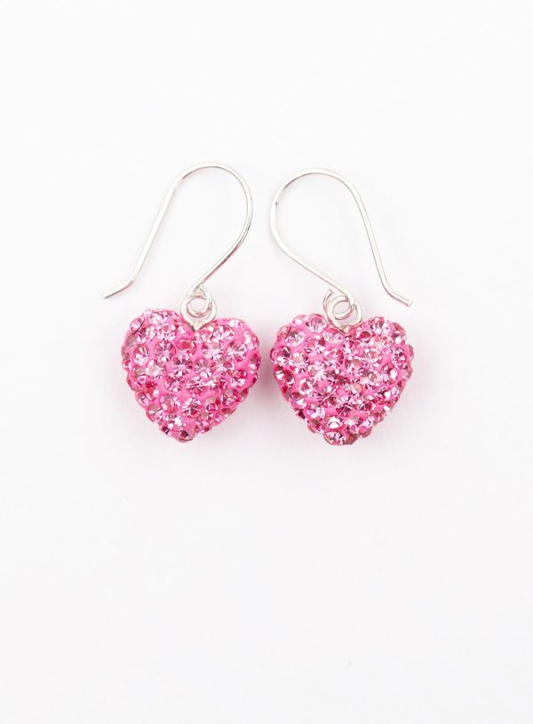 Mini All Over Crystal Pave Heart Silver Earrings Online now