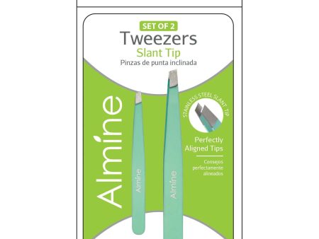 Almine Slant Tip Tweezers with Rubber Coating 2pc Sale