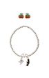 Pumpkin Crystal Sterling Silver Earring with Ghost and Bat Crystal Charm Sterling Silver Beaded Stretch Bracelet Set For Discount