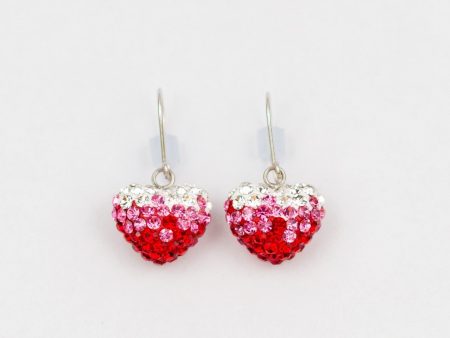 Crystal Pave Ombre Heart Dangling Silver Earring Online Hot Sale