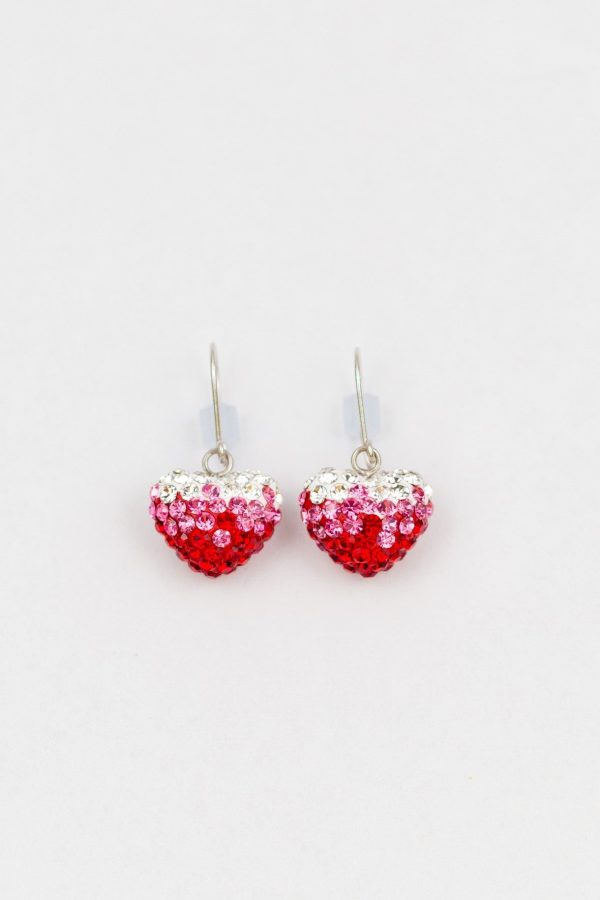 Crystal Pave Ombre Heart Dangling Silver Earring Online Hot Sale