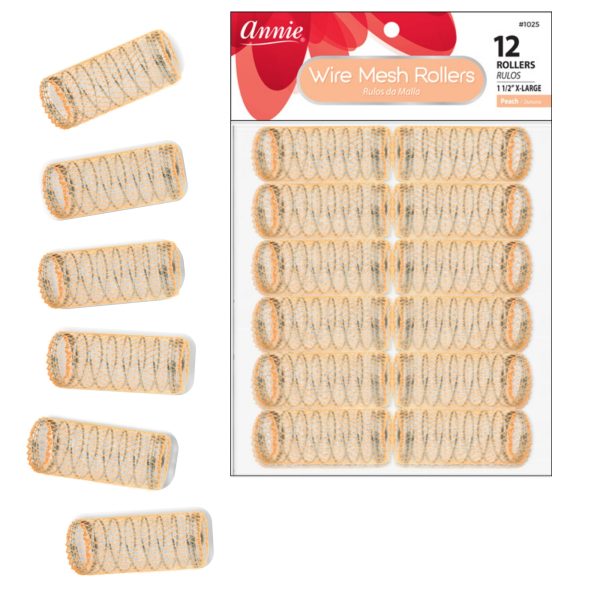 Annie Wire Mesh Rollers XL 12Ct Peach Sale