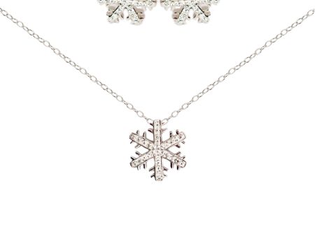 White Snowflake (Sectored) Crystal Silver Earring and Pendant Necklace set Fashion