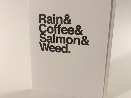 Rain & Coffee & Salmon & Weed card For Sale