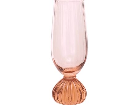 Pink Ribbed Footed Champagne Glass Online Hot Sale