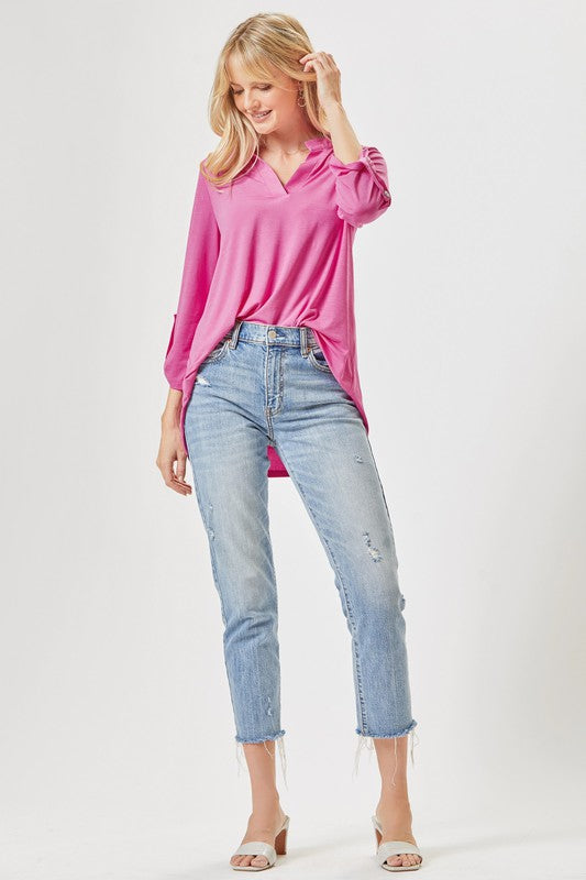 Wrinkle Free Lizzy Top-Curvy Magenta Sale