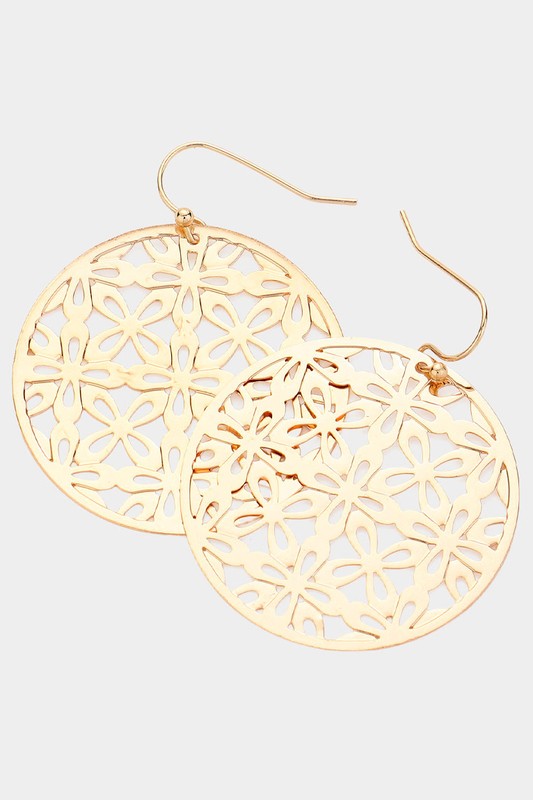 Abstract Circle Metal Filigree Earrings Discount