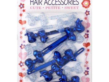 Joy Ribbon Barrette II 12ct Assorted Blue For Discount