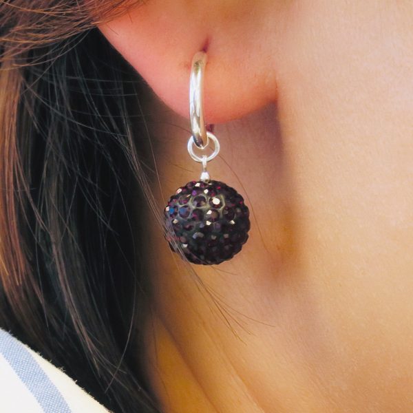 11mm Disco Ball on Sterling Silver Hoop Earrings For Cheap