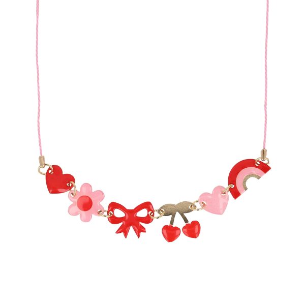 Meri Meri Hearts & Cherries Enamel Charm Necklace For Sale