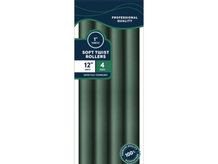 Annie Soft Twist Roller 12In 4ct Dark Green For Cheap